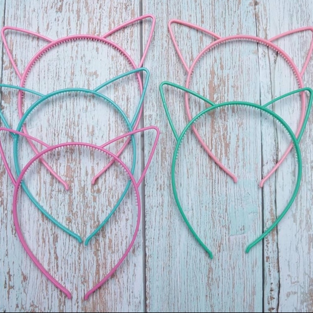 💞 New Set of 5 Pink & Green Cat Ear Headbands